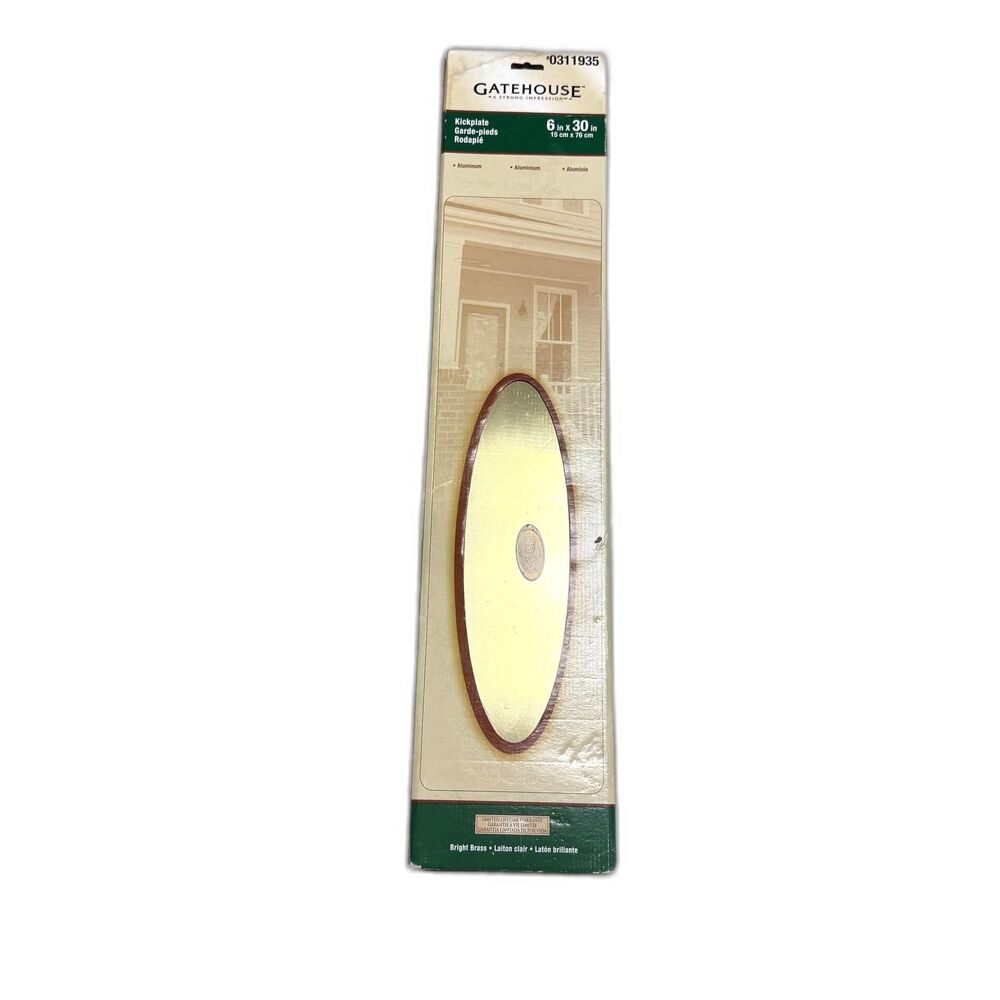 NWT Door Kickplate Gatehouse 6" x 30" Bright Brass Aluminum DIY Home Improvement